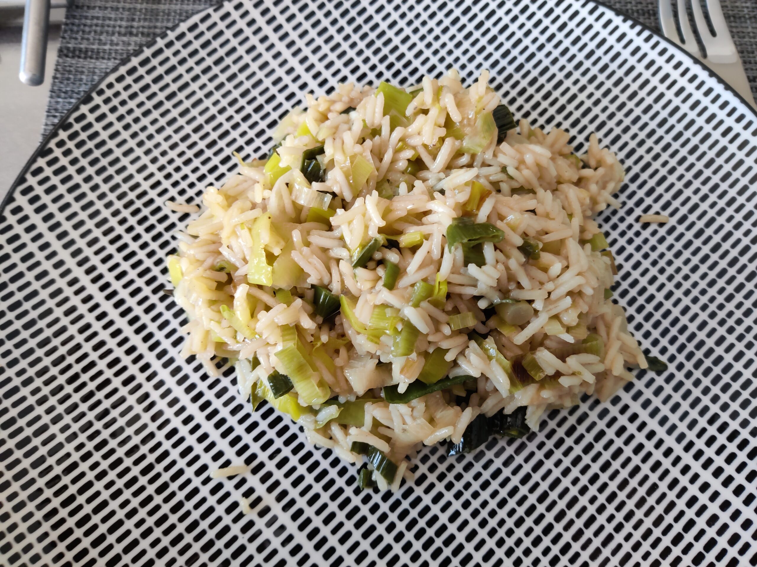 Poêlée de Poireau au Riz Sauce Soja